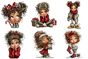 Whimsical Christmas Girl Clipart, an Illustration by Craft Nest (Thumbnail 6 of 9)