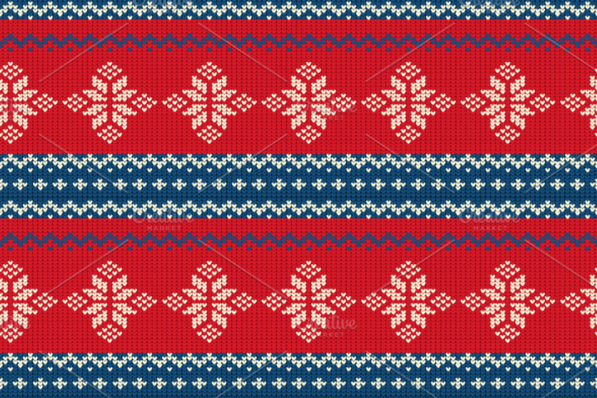 Set of six knitted seamless patterns preview 3