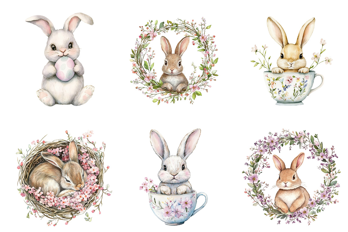 Spring Bunny Clipart PNG, an Illustration by SinaCreation (Photo 3 of 5)