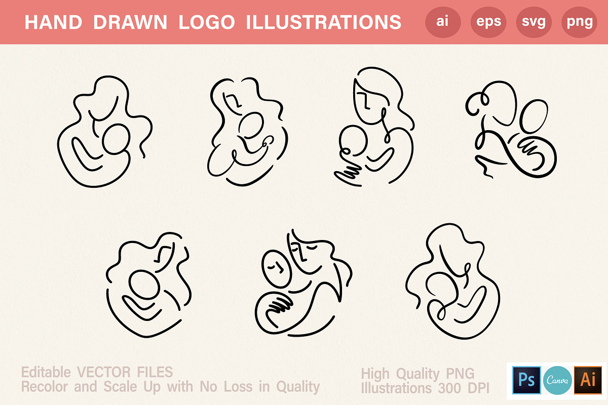 Mother and Baby Vector Pack +SVG, a Graphic by Katrinelly (Photo 5 of 11)