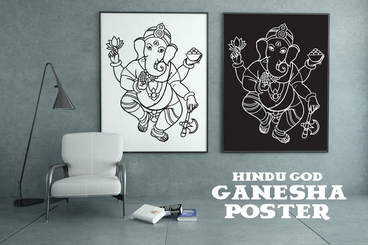 Hindu elephant head god Ganesha., a Decorative Illustration by Nata Savina Art