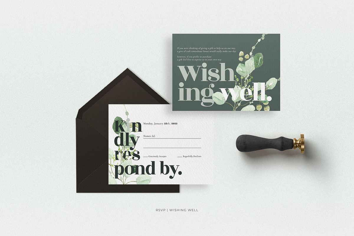 Eucalyptus Wedding Invitation Suite, an Invitation Template by Azka Creative (Photo 3 of 6)