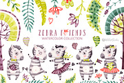 Watercolor nursery cute Zebra friend, an Animal Illustration by UlitkaStudio (Thumbnail 1 of 11)