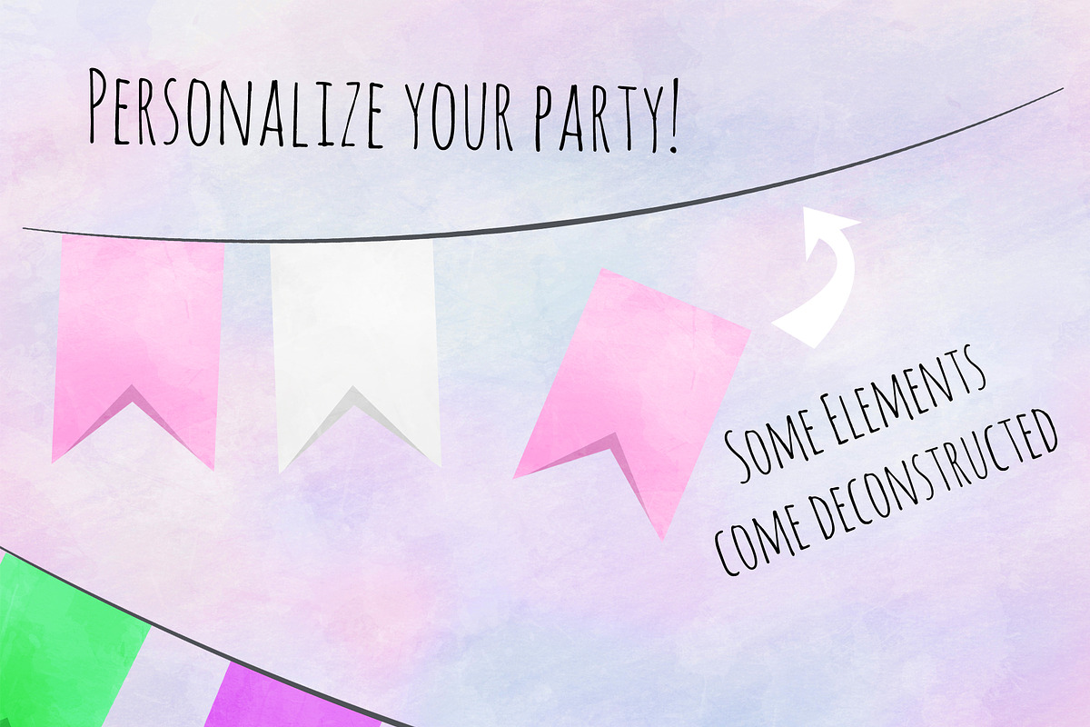 Happy Birthday PNG Clipart Set, a Decorative Illustration by Art by Angele G (Photo 4 of 8)