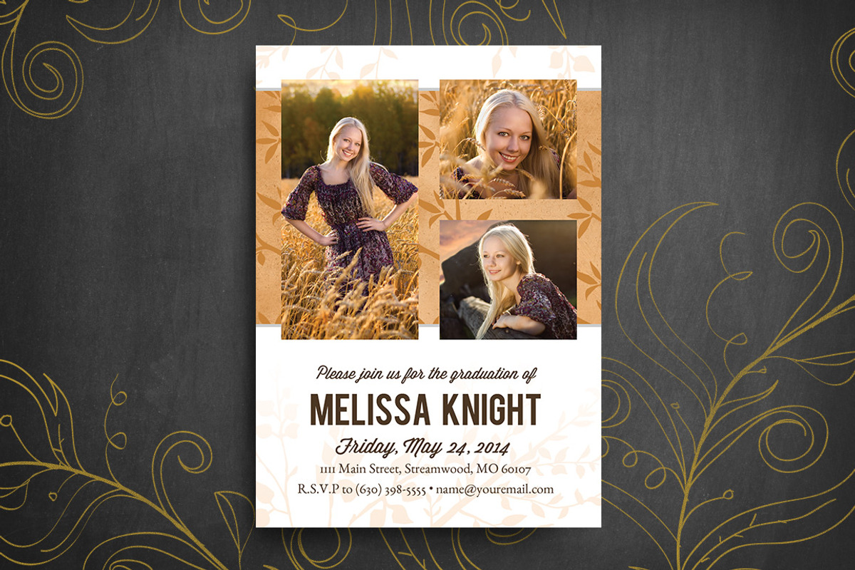 Graduation Invitation (Luxe), a Card Template by Nathan Knight Design (Photo 3 of 3)