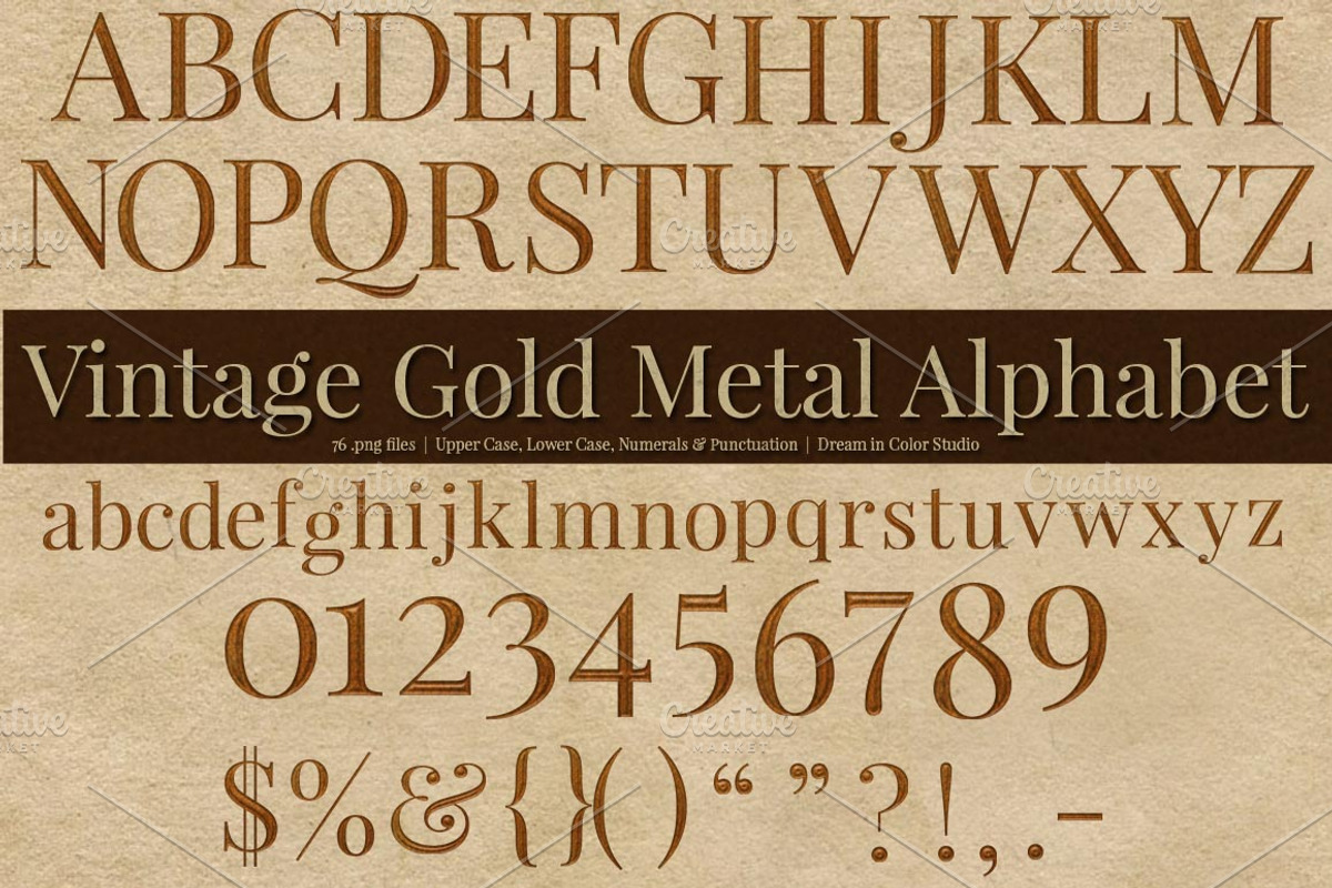 Vintage Gold Metal Alphabet