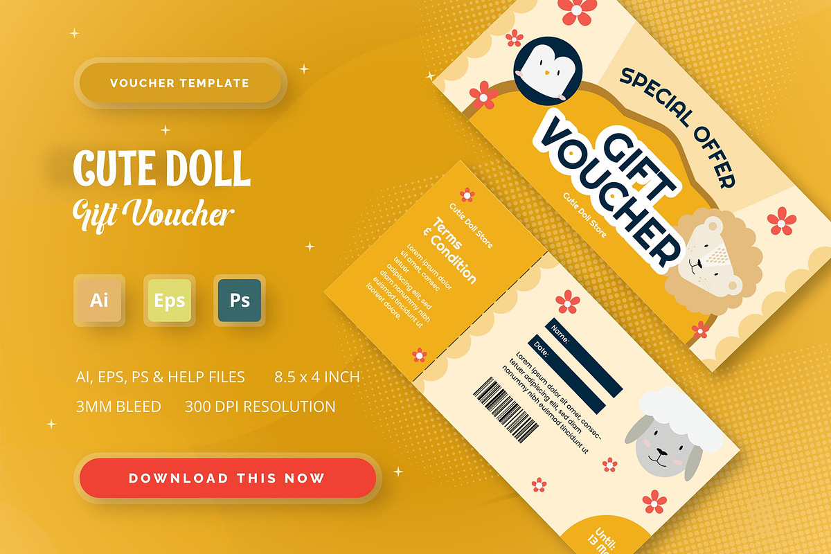 Cute Doll - Gift Voucher, a Print Template by StreaksideStd