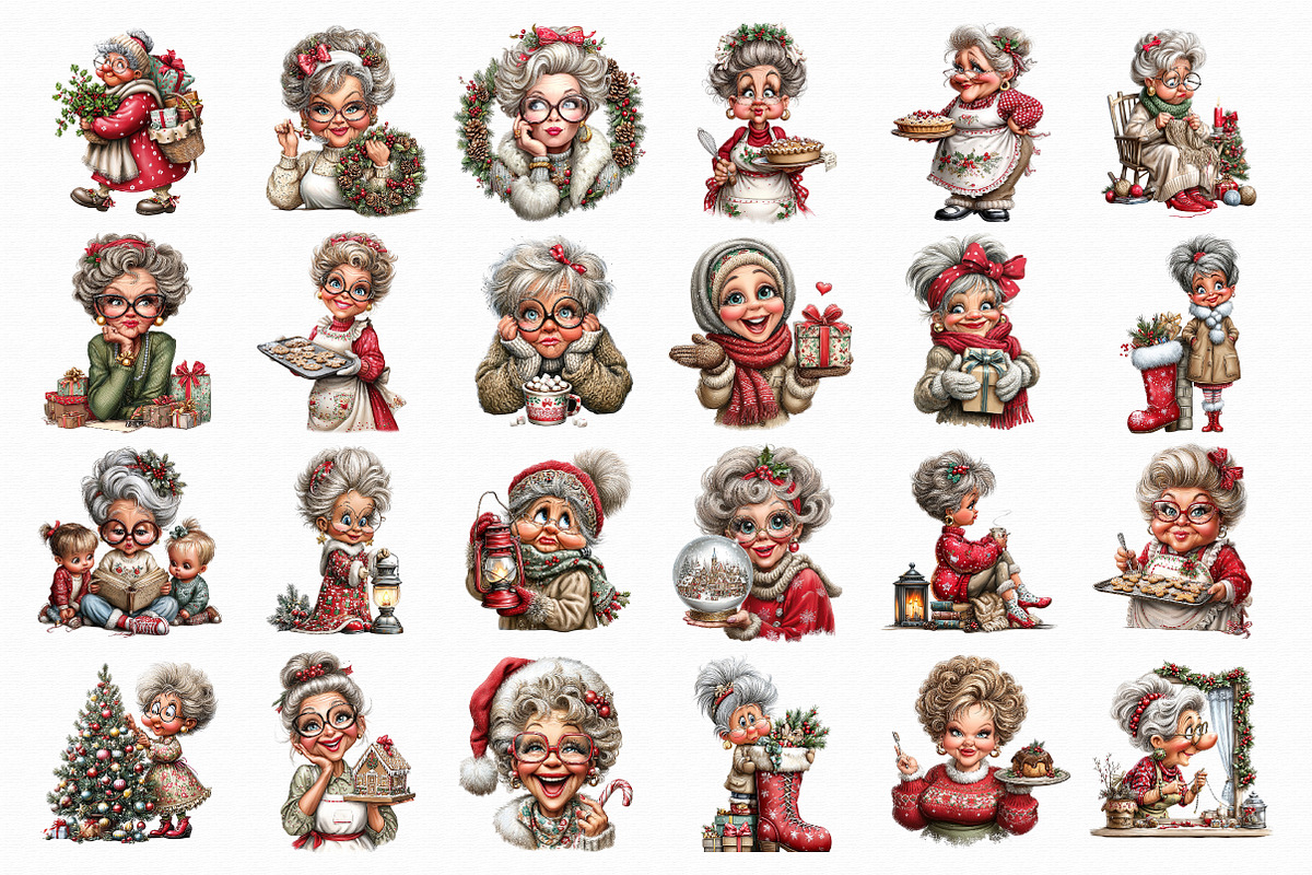 Christmas Grandma Clipart, an Illustration by Libby Wishes (Photo 2 of 6)