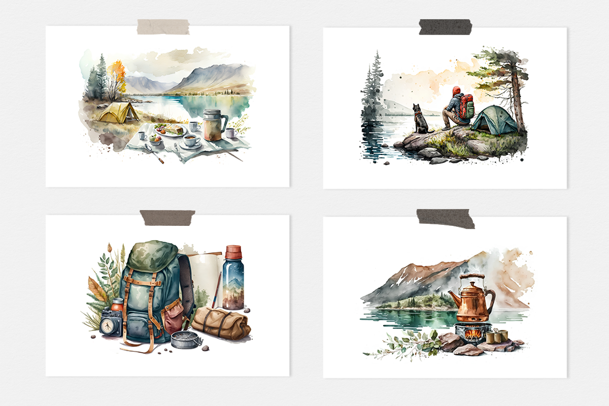 Camping Watercolor Collection, a Sport Illustration by artsy-fartsy (Photo 6 of 8)