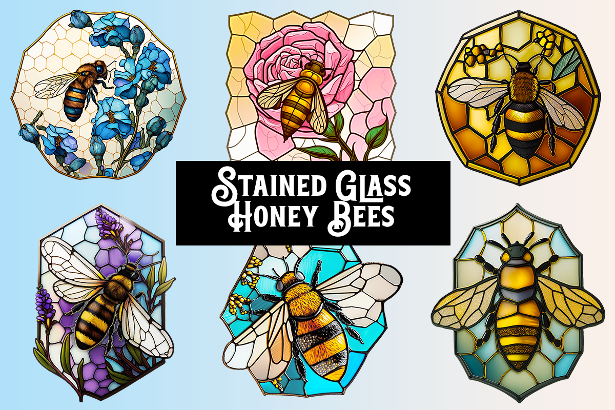 38 Stained Glass Honey Bee Windows, a Background Graphic by Journey2Joy ...