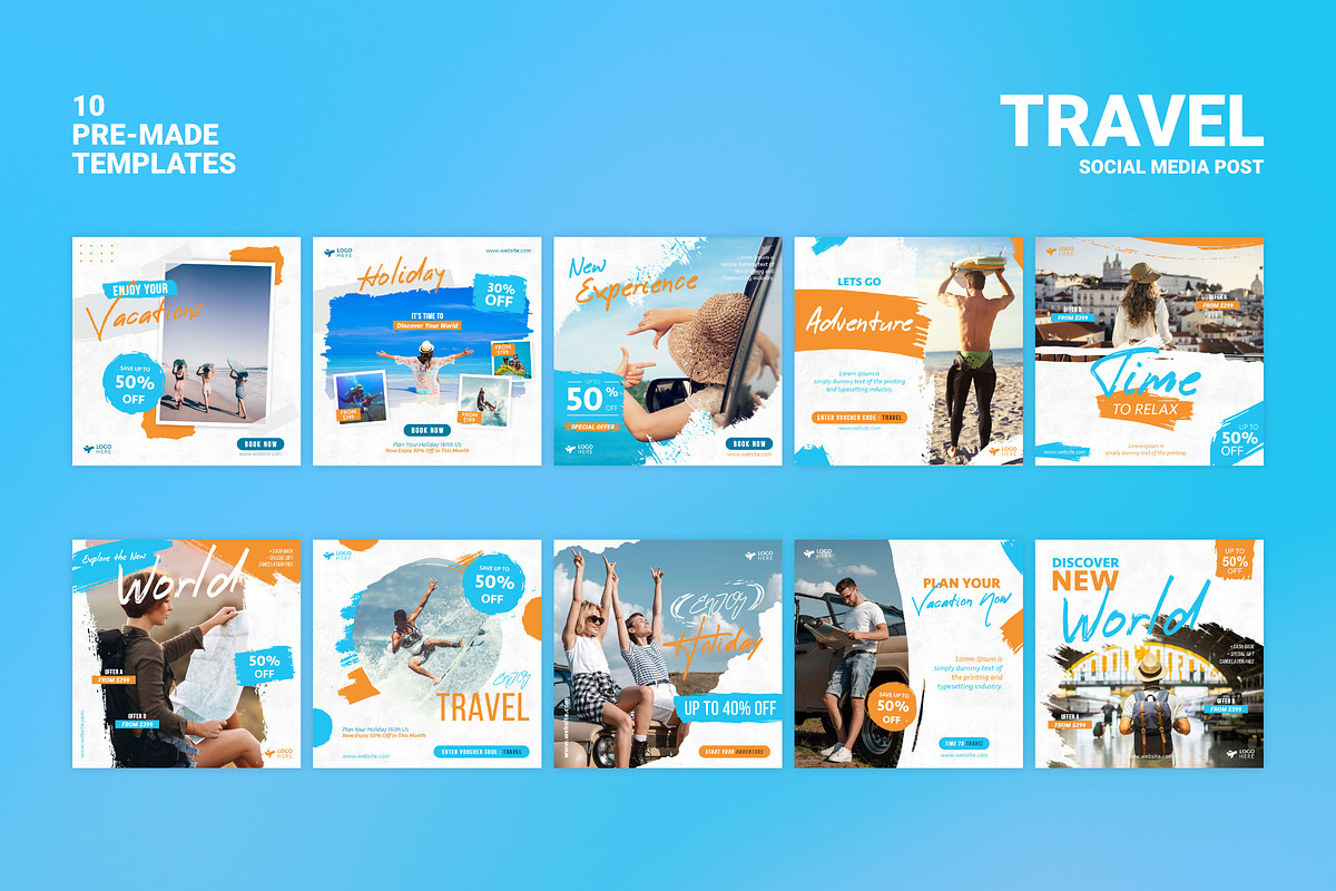 Travel Social Media Post, a Social Media Template by itefan Studio (Photo 2 of 4)