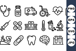 Medical Icon Vector Pack, an Illustration by designvectx