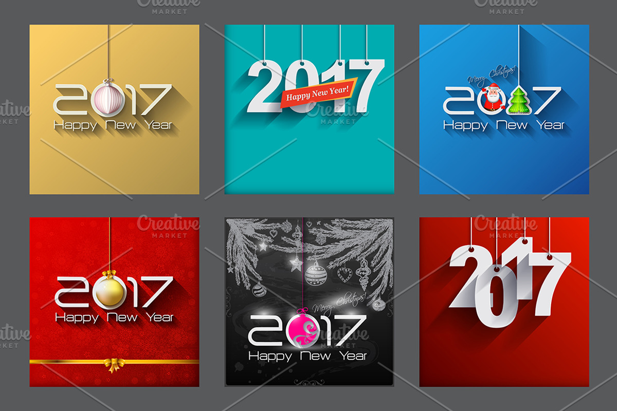 2017 Happy New Year Greeting Cars, a Background Graphic by GalaStudio (Photo 4 of 10)