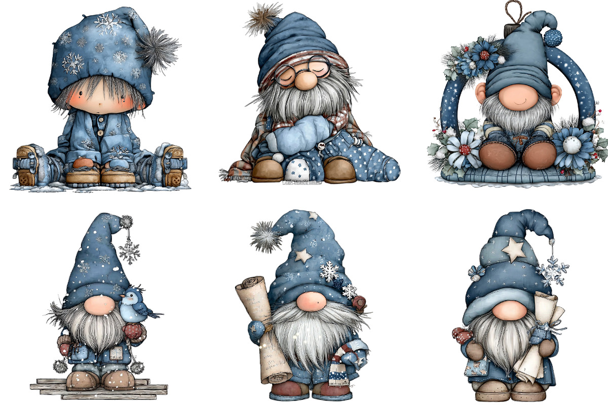 Adorable Blue Christmas Gnome, an Illustration by DreamArtGraphic (Photo 2 of 4)