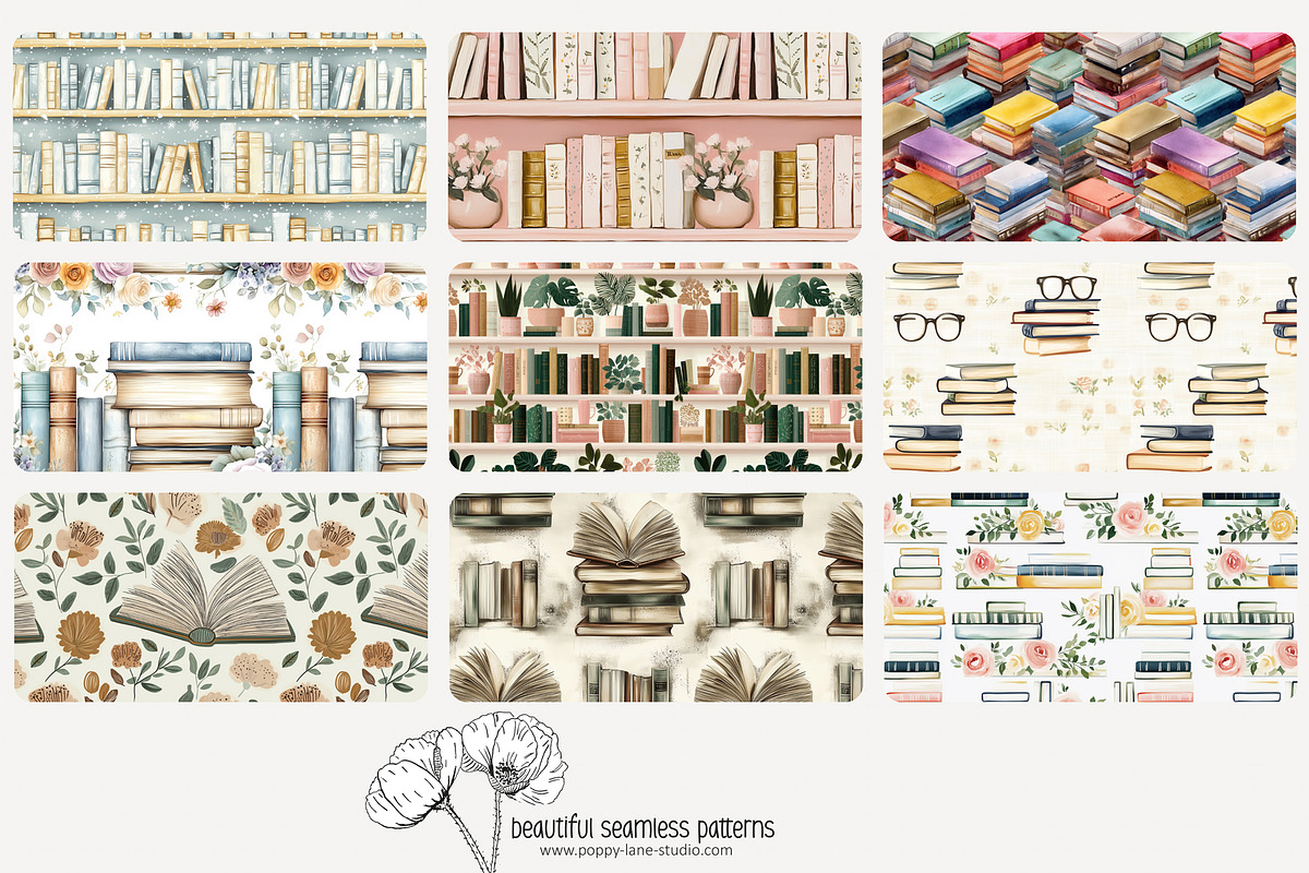 80 books seamless pattern, a Pattern Graphic by Poppy Lane Studio (Photo 4 of 11)