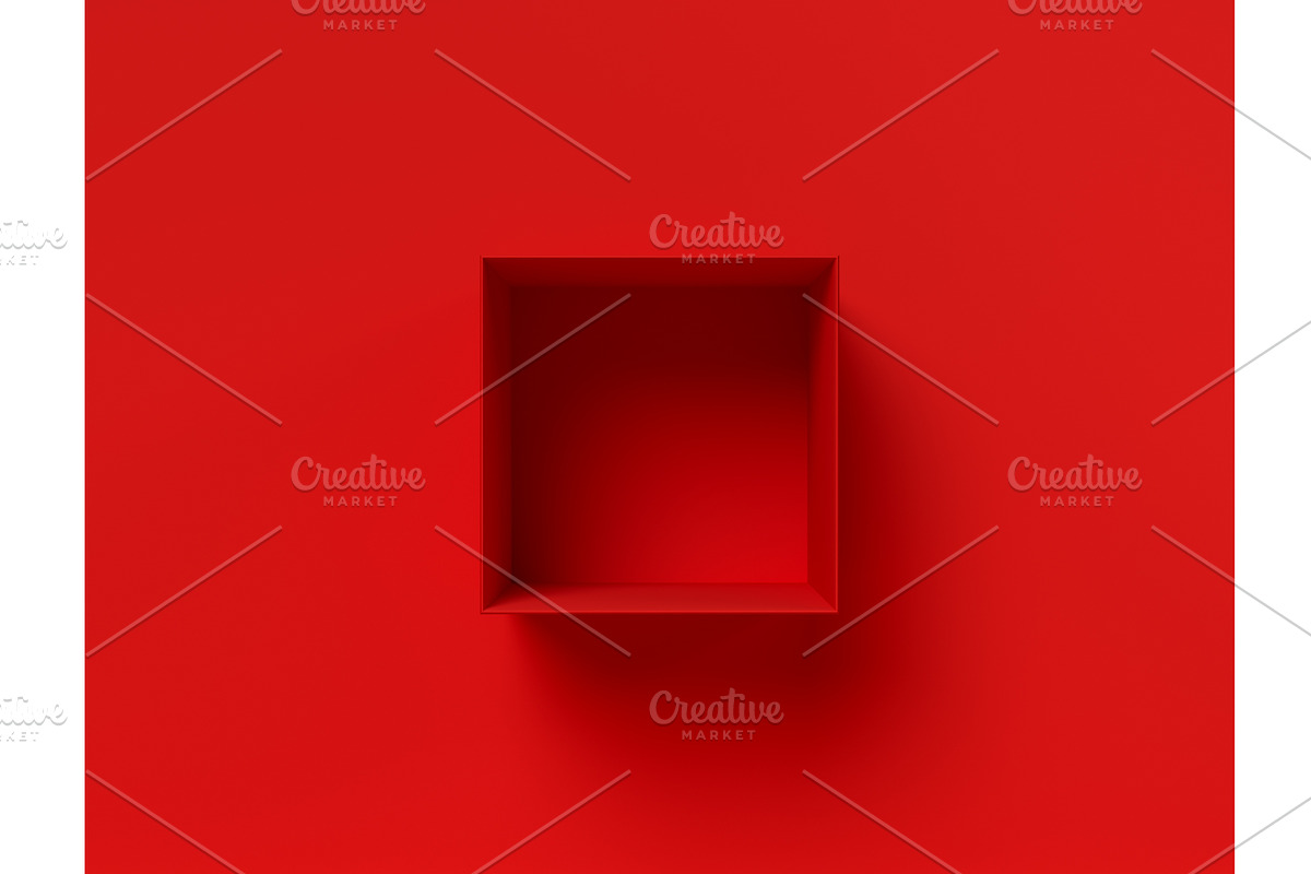 3D render of open empty red square, an Object 3D Model by Liudmyla Matviiets