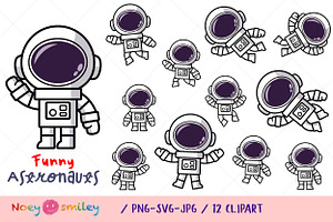 Cute Astronauts Cartoon Clipart