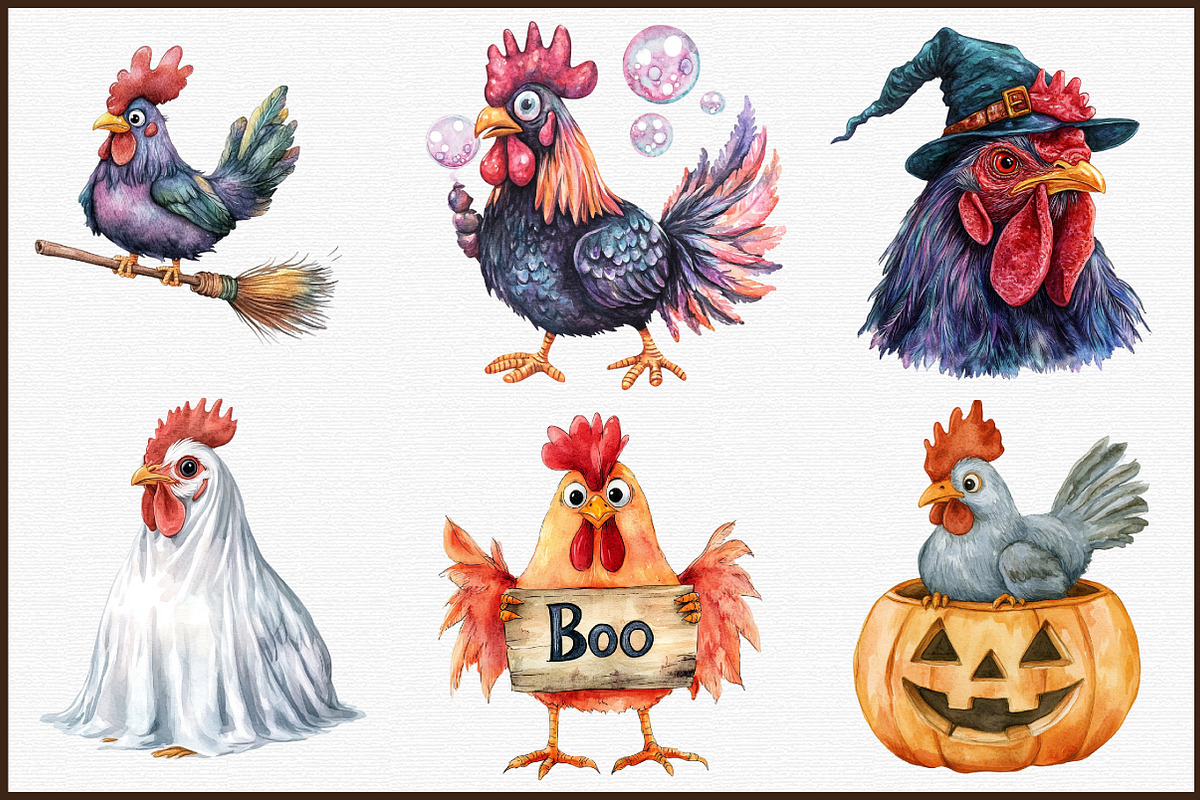 Halloween Rooster Ghost Clipart, an Illustration by Sublimation Artist (Photo 3 of 6)