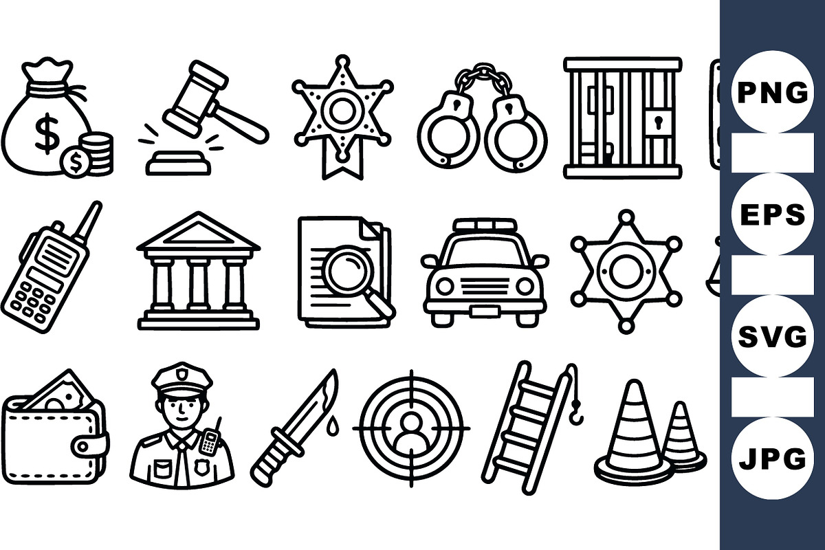 Law Enforcement Icon Set, an Illustration by designvectx (Photo 2 of 3)