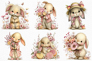 Whimsical Summer Bunny Clipart, an Illustration by Craft Nest (Thumbnail 3 of 12)
