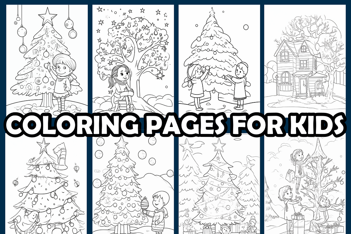 Snowy Tree Decorating Coloring Pages, an Animal Illustration by maggiesar (Photo 3 of 4)