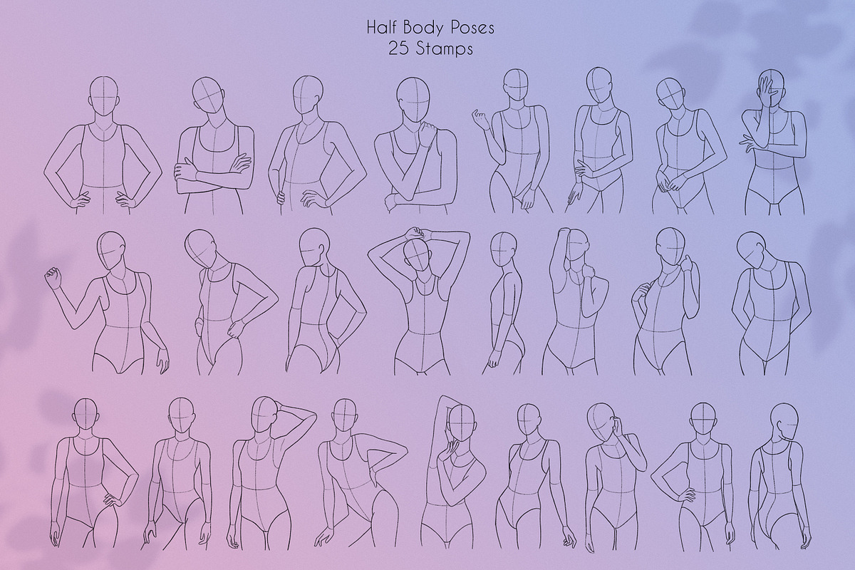 155 Procreate Female Poses Bundle, a Brush Add-On by SmuffizStudio (Photo 5 of 9)
