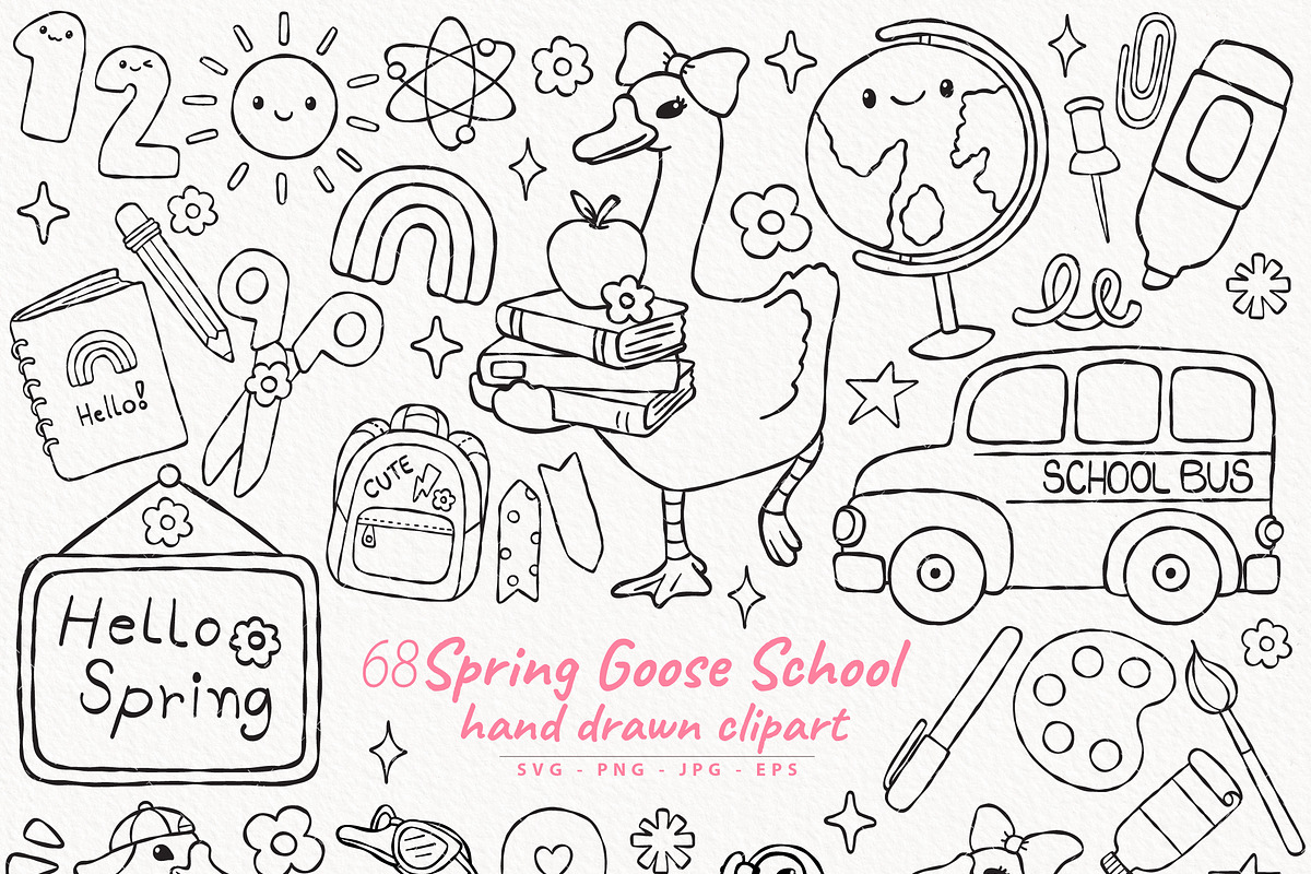 Spring Goose School Outline SVG, an Education Illustration by TitaLivingArt (Photo 1 of 9)