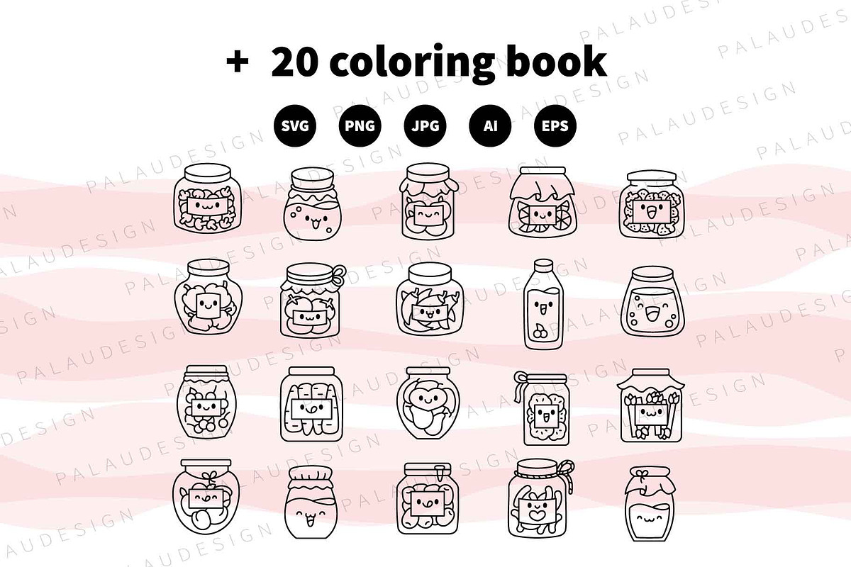 Cute Kawaii Pickles Jars Characters, an Object Illustration by Palau (Photo 11 of 12)
