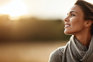 Smiling young woman enjoying warm, a Person Photo by MistyDay