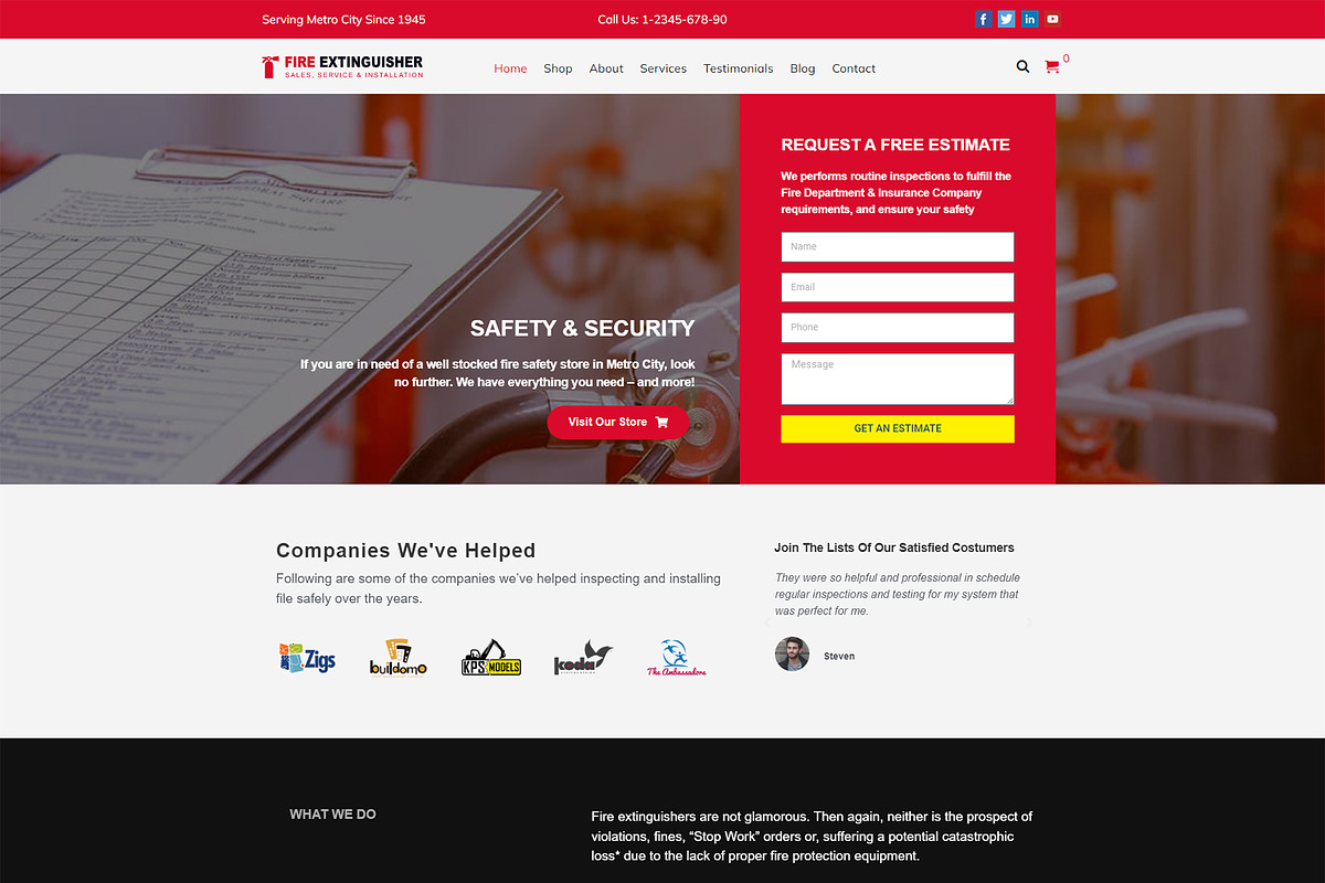 Fire Extinguisher WordPress Theme