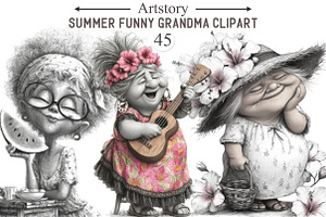 Summer Funny Grandma Clipart, an Illustration by designcity5