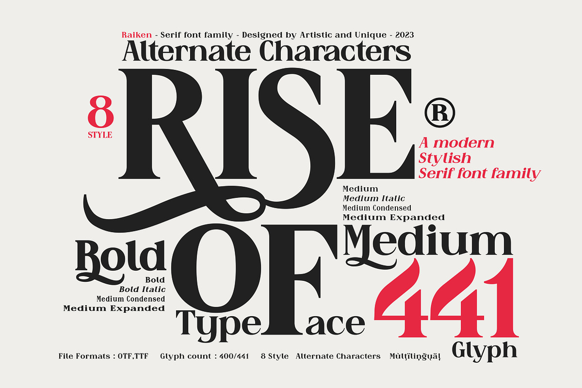 Raiken - Serif font family, a Serif Font by Artistic & Unique (Photo 5 of 14)