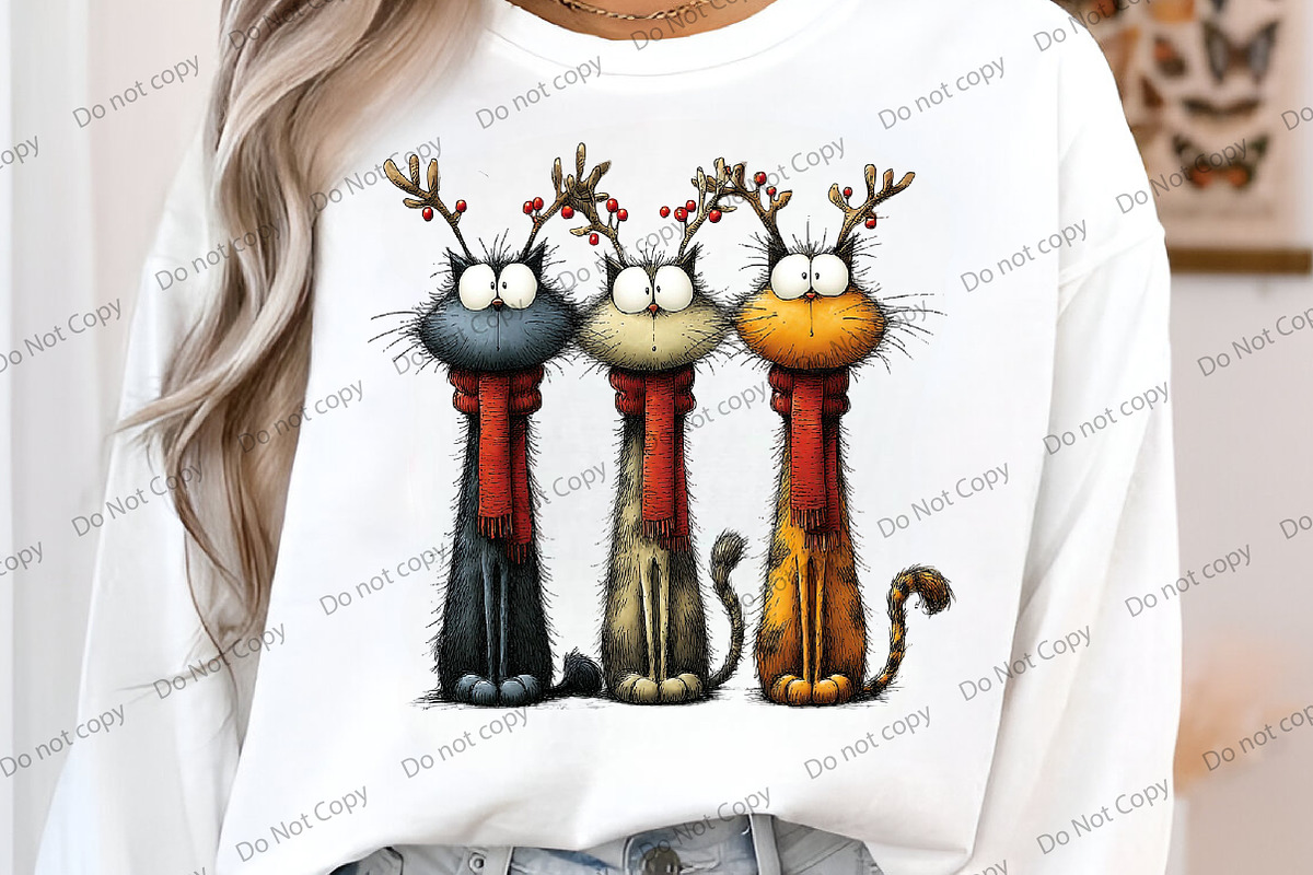 Quirky Christmas Three Cat PNG, an Illustration by Libby Wishes (Photo 2 of 8)