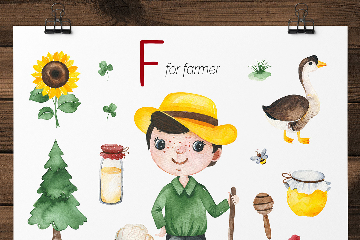 Cute Alphabet Professions. Part 1, an Object Graphic by Kate_Rina (Photo 9 of 21)