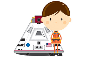 Cute Astronaut And Space Capsule