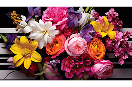 design flowers on stripes ai, a Nature Photo by pikepicture