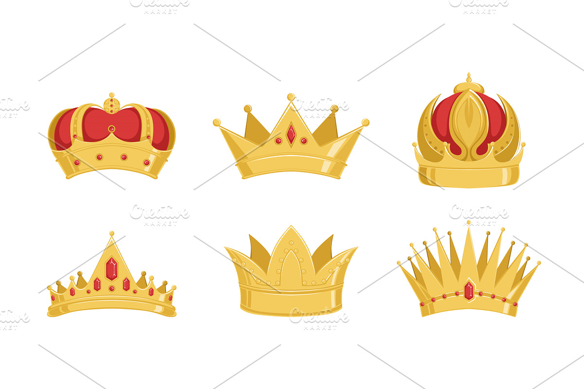 Golden Crowns Collection, Royal, an Object Illustration by TopVectors
