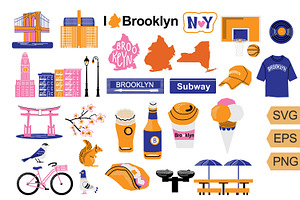 New York clipart SVG Brooklyn Set, an Object Graphic by TanchaArt