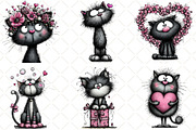 Whimsical Valentines Cat Clipart, an Animal Illustration by Black Bird Studio (Thumbnail 6 of 6)