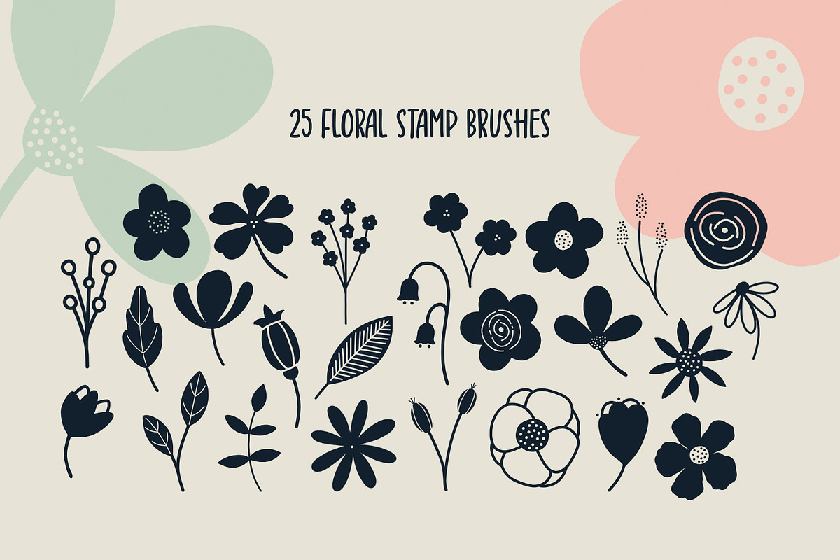 Hand Drawn Florals Procreate Stamps, a Brush Add-On by Little Nordic Atelier (Photo 2 of 4)