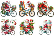 Santa Bicycle with Gifts Clipart, an Illustration by DreamArtGraphic (Thumbnail 2 of 4)