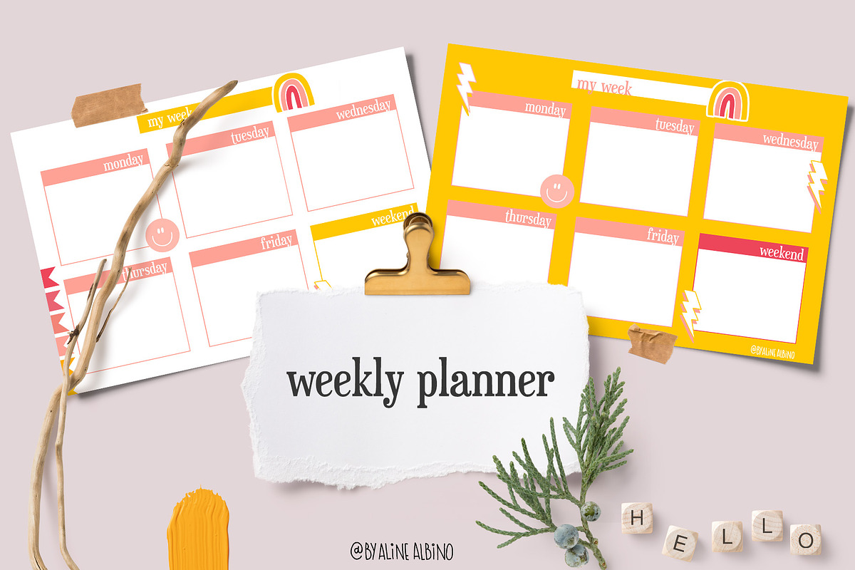 Printable Weekly Spread, a Stationery Template by by Aline Albino (Photo 1 of 2)