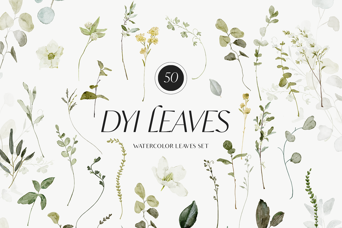 GREENERY & GOLD LEAVES watercolors, a Decorative Illustration by Grace Noboa Illustrations (Photo 6 of 14)