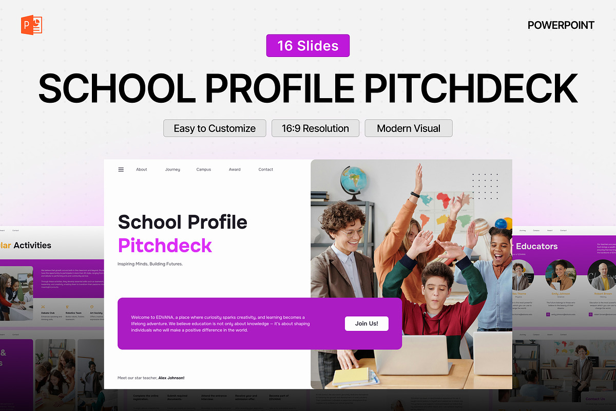 School Profile Powerpoint Template, a Presentation Template by Eklip Studio