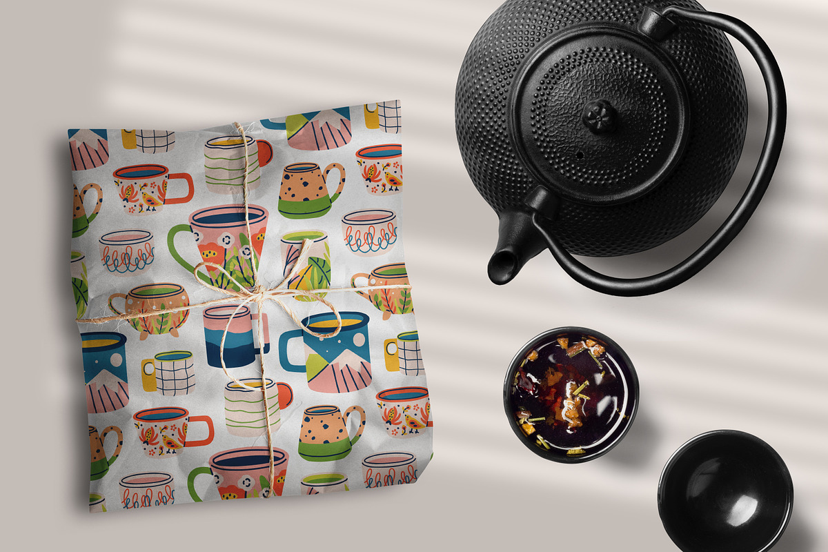 Modern cups seamless patterns, a Pattern Graphic by Good Studio