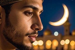 Serene ramadan prayer closeup shot portrait, a Person Photo by DanFLCreativo