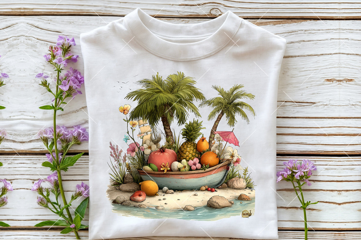 Watercolor Tropical Beach Clipart, an Illustration by OK Design (Photo 5 of 6)