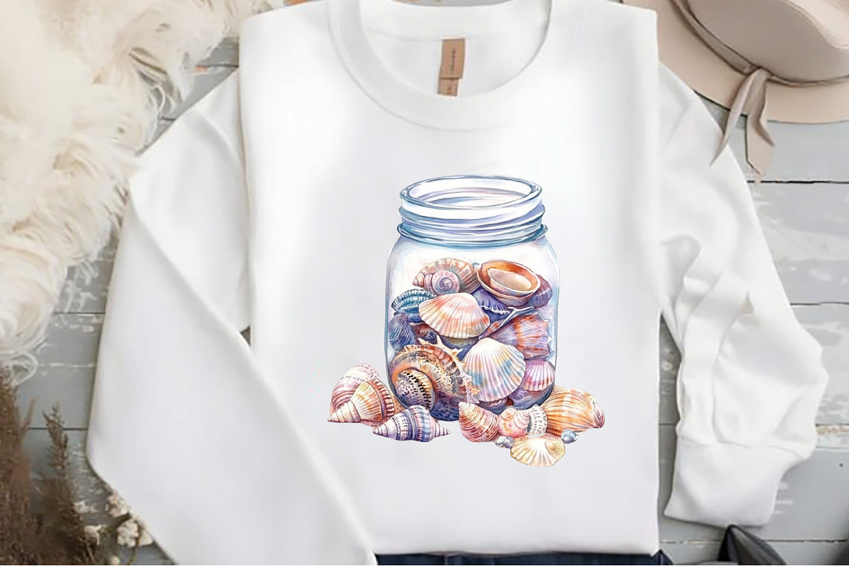 Watercolor Ocean Sea Shell In jar, an Illustration by DreamCafeArt (Photo 5 of 5)