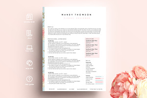 Creative Resume Template Word Floral