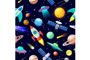 Cartoon Space Pattern. Astronomical